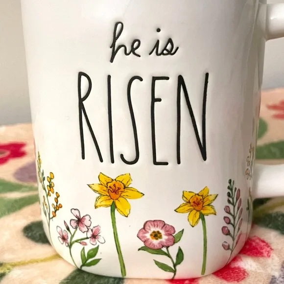 Rae Dunn White Mug with Floral Design - Picture 2 of 11